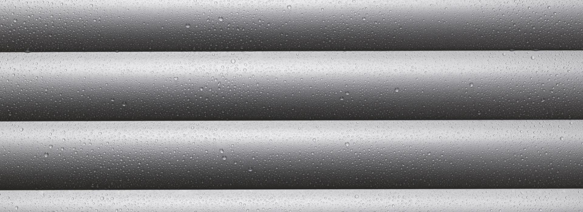 Roller shutter profile detailed view with water drops